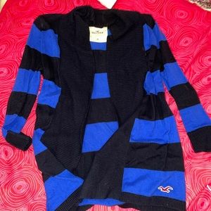HOLLISTER navy & blue striped cardigan